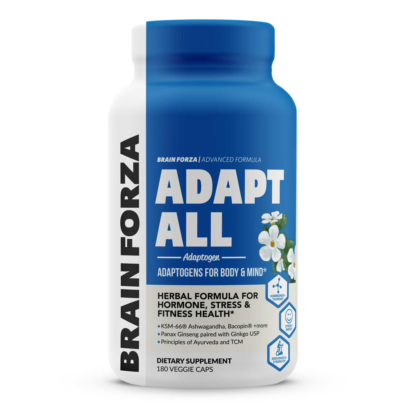 Brain Forza Adapt All Herbal Adaptogen hormone support stress mood strength ashwagandha root bacopa rhodiola
