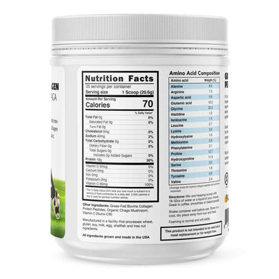 Grass Fed Collagen Peptides protein with Organic Chaga Mushrooms and Vitamin C