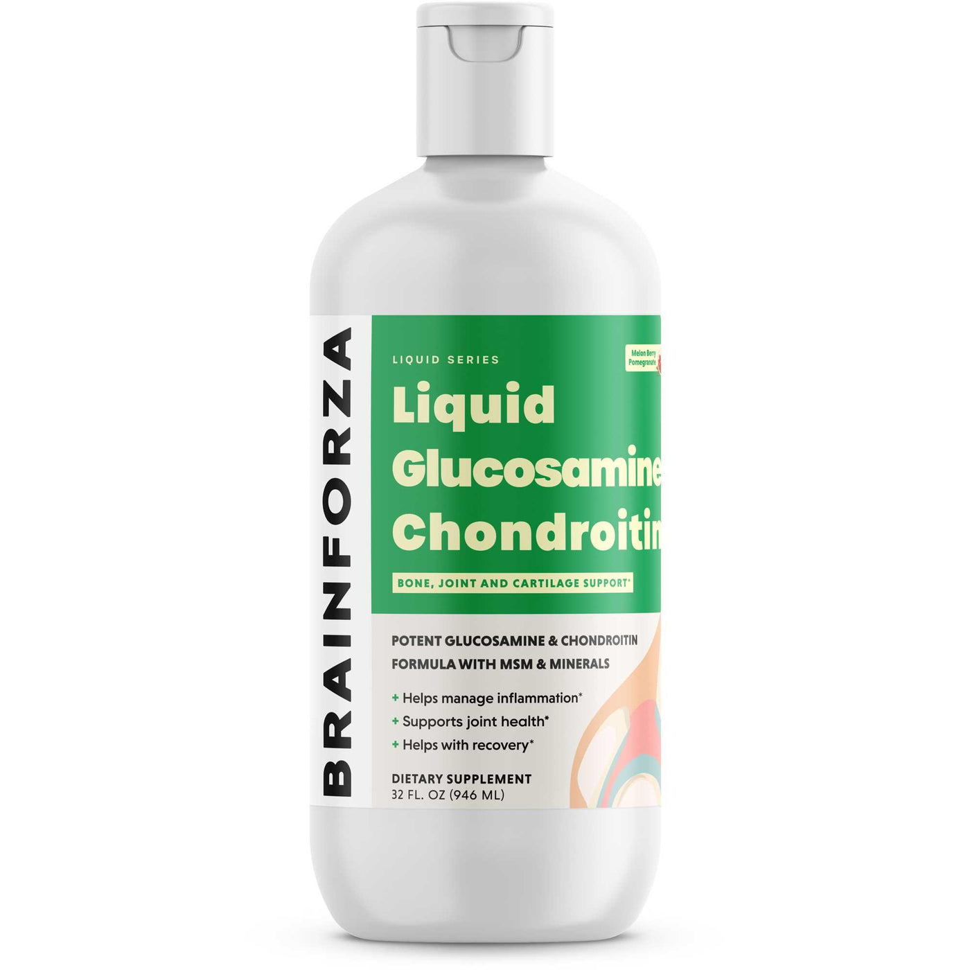 Brain Forza Liquid Glucosamine Chondroitin MSM Bone Joint Plant Based Recovery Muscles